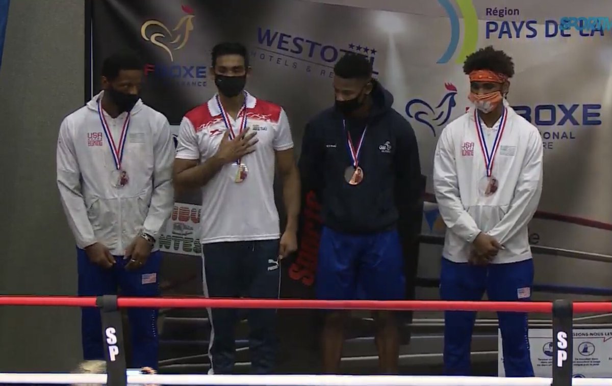 OLyAshish's tweet photo. Won gold 🇮🇳🥇medal in the Alexis vastine tournament in nantes (France) 2020 🇫🇷
Good start in the first competition after lockdown.. Let's continue the pace💪
thank you so much everyone who support me and blessed me ♥️♥️
#letsgochamp
#boxinglife
#boxinggoals
#goldmedalist https://t.co/42P4BpkH4Y