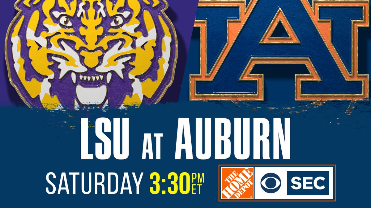 LSUfootball's tweet photo. It's LSU-Auburn on @SEConCBS 

💻https://t.co/Dgk1l7GuXn https://t.co/b3RPPtmMOQ