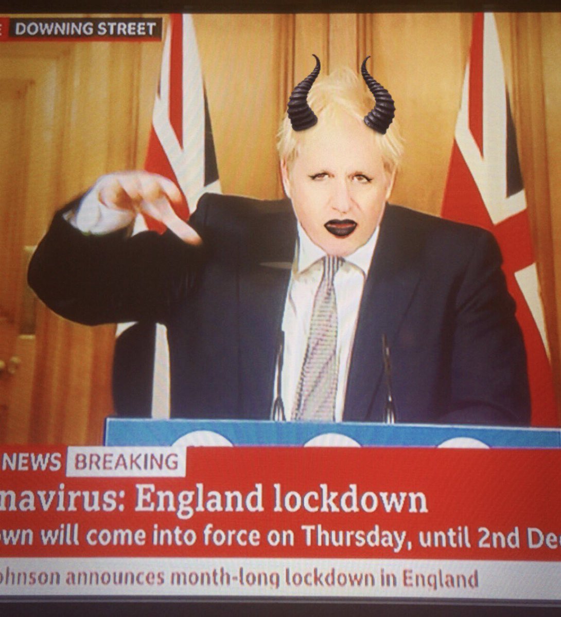 JuliaaCoo's tweet photo. Happy Halloween indeed 👿 #boris #lockdown https://t.co/p7bNcJm1rj