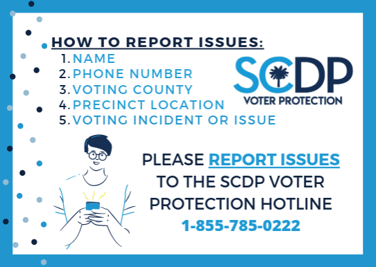 SCDPVoPro's tweet photo. If you have any issues or concerns about voting we are here to help! Call us at 1-855-785-0222.

#SCVoPro #SCVotes https://t.co/PzqvbOHPbo