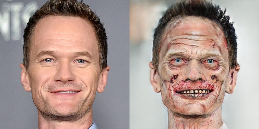 jbrownkramer's tweet photo. 🎃Brilliant actor and fellow Halloween Enthusiast Neil Patrick Harris @ActuallyNPH. Made with https://t.co/UvItxO1z2B #makemeazombie @MakeZombie 🧟♂️ https://t.co/Z2HI7l93Jd