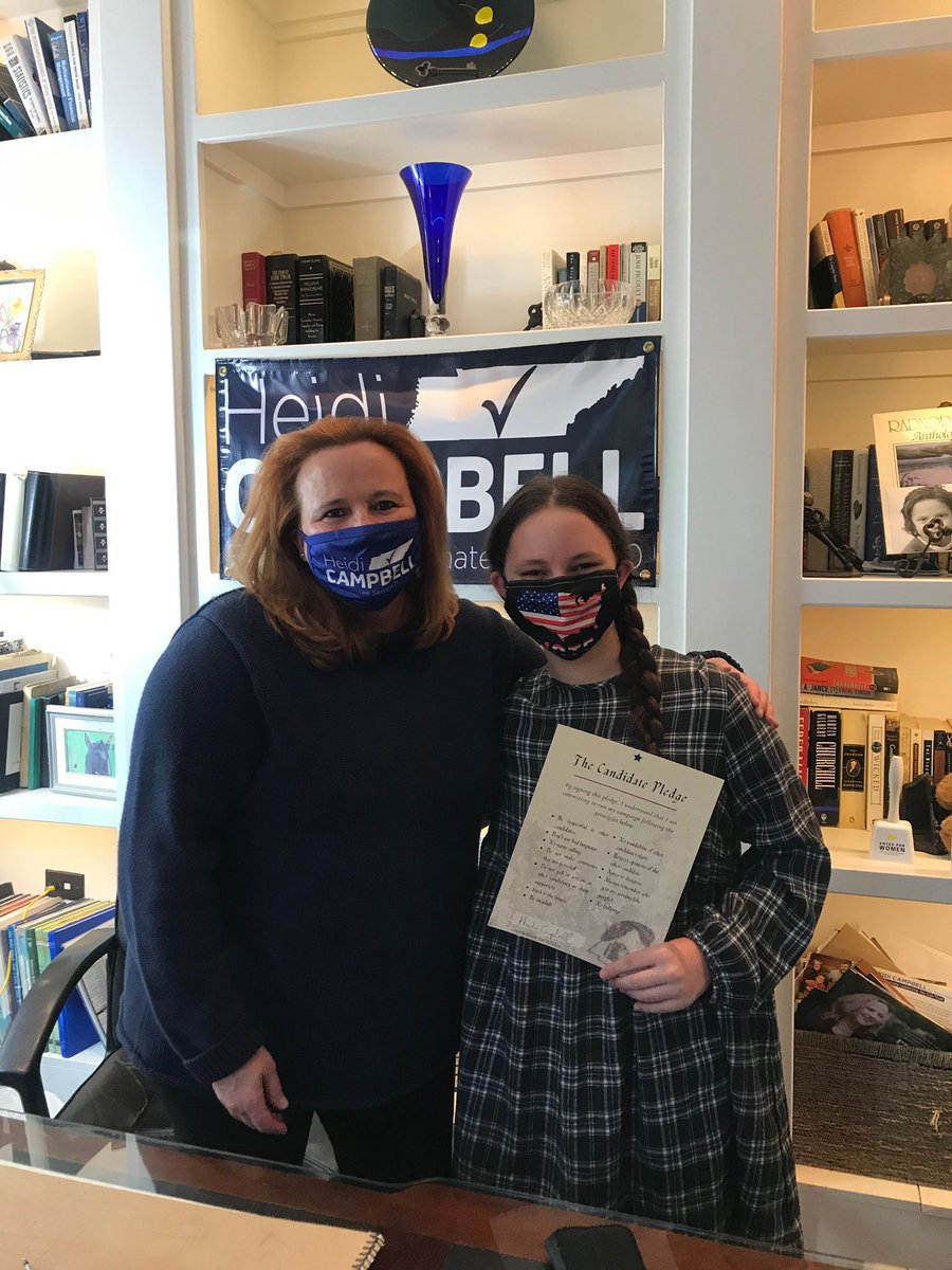 Campbell4TN's tweet photo. In the face of racist and misogynistic attack ads, I’m determined to run a campaign my kids can be proud of.
Thanks so much to @candidatepledge (Hannah-Kate McFadden) for doing this work to clean up our politics! Kids like you truly are the future of America. #TakeBackTN #Vote https://t.co/H9qD7fLleg