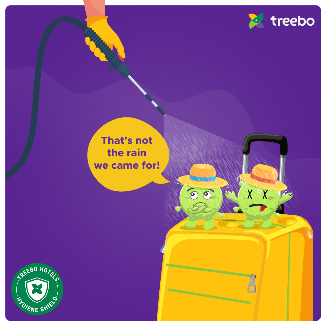TreeboClub's tweet photo. The FIRST phase of your safe stay includes luggage disinfection.
Our staff disinfects your luggage thoroughly before guiding you for a contactless check-in process.
#treebohotels #treebo #TreeboHygieneShield #StaySafeWithTreebo #safetyfirst #thermalscreening #temperaturecheck https://t.co/r1rrkEDbNU
