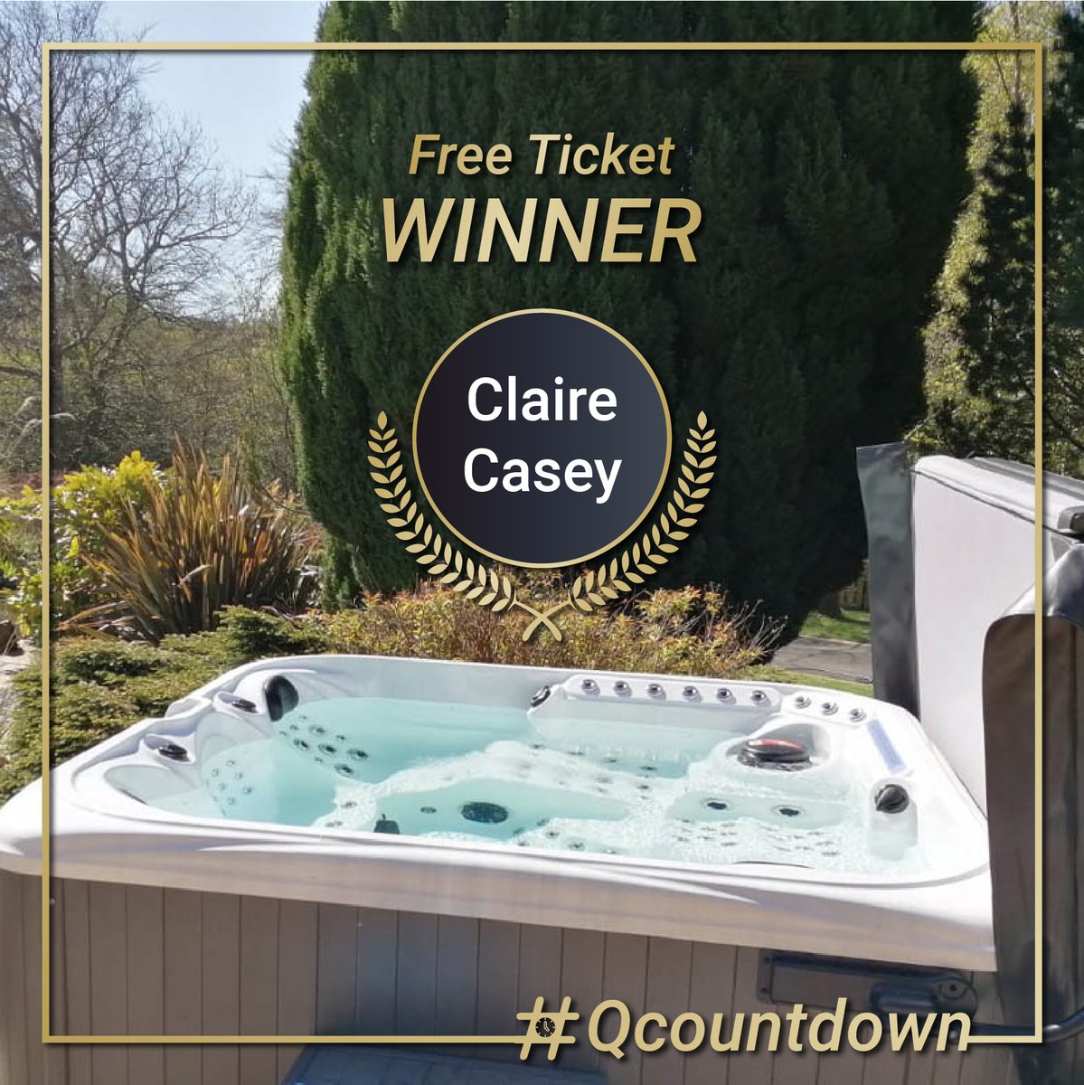 QCompetitions's tweet photo. 🚨WINNER ANNOUNCEMENT🚨
Congratulations to CLAIRE CASSEY who has been randomly selected to be a #QCountdown giveaway winner! 👏
Well done Claire, you've been credited a free ticket in the draw to win an amazing Regency Beach Hot Tub! https://t.co/19En0Wc1wa