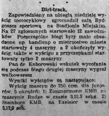 zecer_bdg's tweet photo. Z przedwojennej bydgoskiej prasy. Tym razem Mistrzostwo Miasta Bydgoszczy, 7 maja 1933 r.
#dirtrack cc: @mazpro28 @Mechtylda_ https://t.co/3AUa5OqBfH
