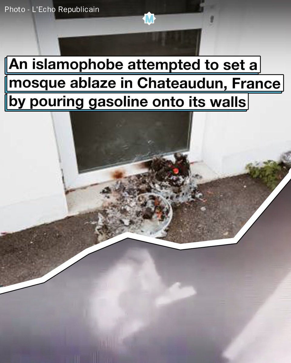 An islamophobe attempted to set a mosque ablaze in Chareaudun, France by pouring gasoline onto its walls.The mosque is ran by Turkish immigrants. (repost  @Muslim)