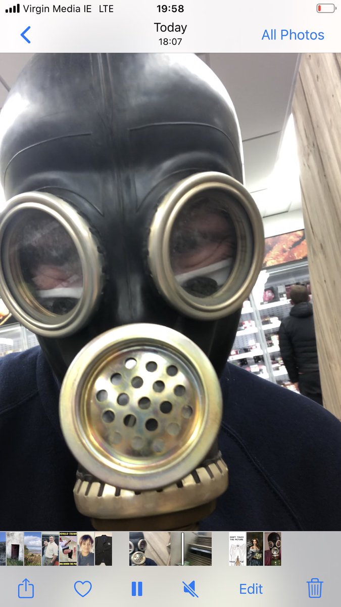 WaterfordMafia's tweet photo. It is an odd Halloween when my yearly donned gas mask raises no eyebrows at my local Tesco - strange times indeed @mountsionchoir @joyceocarroll @bobjbrowne @walls2 @ONeillCaitriona @TescoIrl https://t.co/A4YPRzhBOs