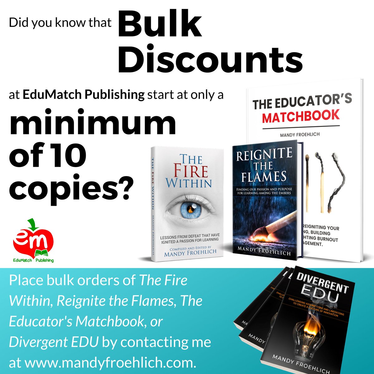froehlichm's tweet photo. Discounts on books? Yes, please.
#teachbetter #edumatch #divergentedu #reignitetheflames #firewithinbook #educatorsmatchbook @EdumatchBooks https://t.co/8Qbaaysnia