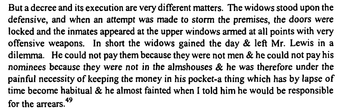 This sounds pretty dry, but the on-the-ground reality could be more interesting. E.g. this anecdote about some intransigent widows refusing to give up their perfectly nice almshouse, thanks very much...15/