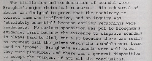 Brougham was canny in his rhetorical tactics- amplifying a small number of charity scandals in order to make the case for his Commission.Which obviously has no modern relevance. Nope, none at all that I can see... 16/