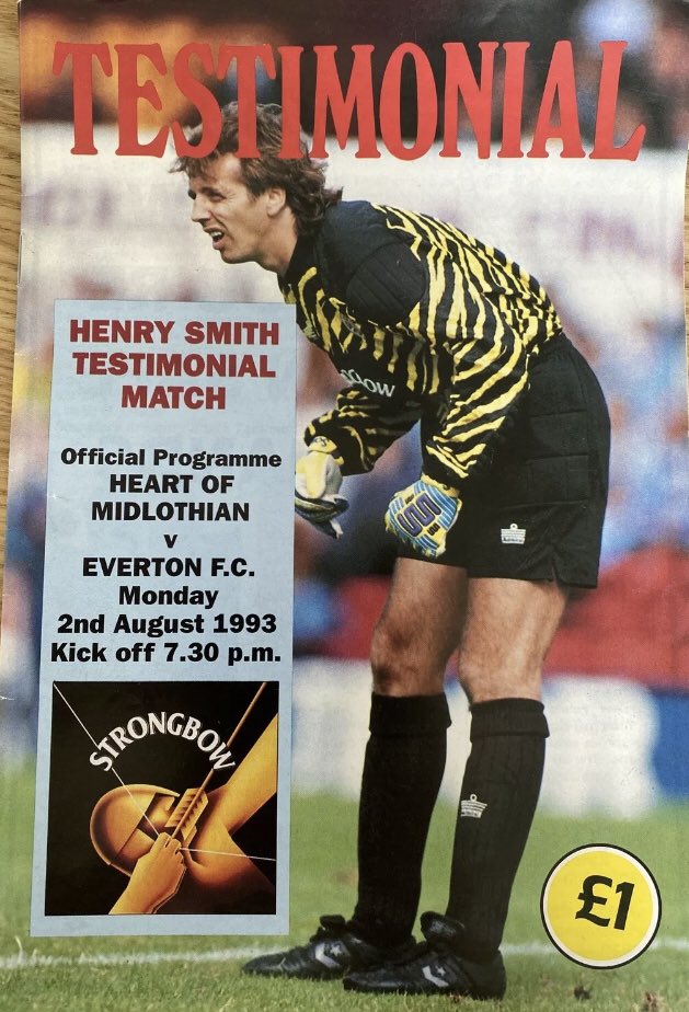 #133 Hearts 0-2 EFC - Aug 2, 1993. The Blues headed to Edinburgh to face Hearts for the 3rd time in 6 years, this time to play in the testimonial match for Hearts veteran goalkeeper Henry Smith. EFC ran out 2-0 winners, with goals from Tony Cottee & Matt Jackson.