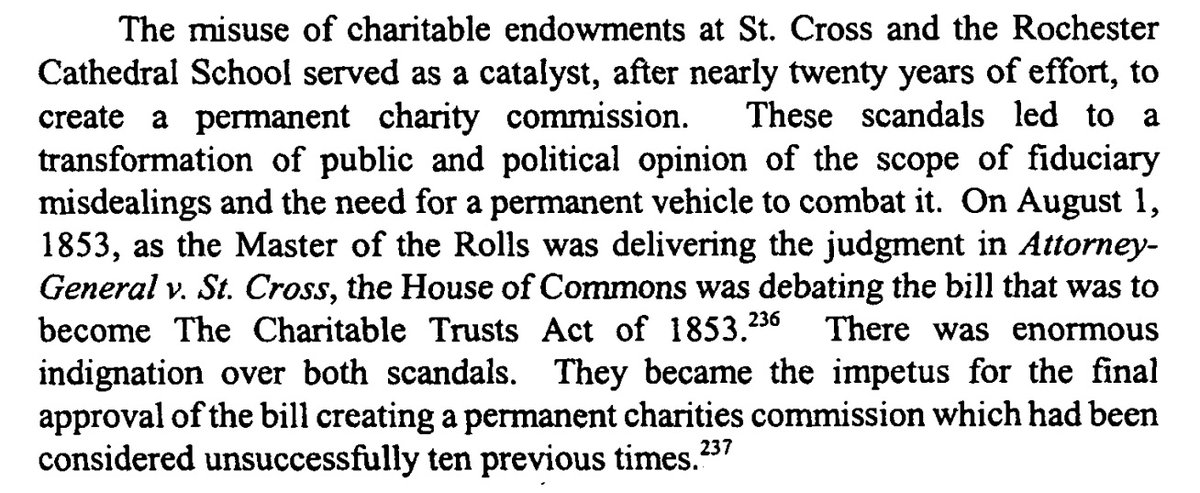 The Brougham Commission probably did set some precedent, but there were other factors too. Notably a few major public scandals centred on charity endowments. 19/