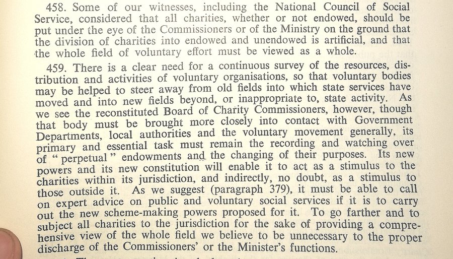 By 1952, when the Committee on the Law & Practice Relating to Charitable Trusts (Nathan Committee) reported, they recommend strengthening the powers of the CC. 26/
