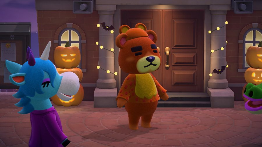 Territorialoak's tweet photo. Animal Crossing's halloween event is on and I am absolutely OBSESSED with Teddy's extremely good costume https://t.co/Cljdrtn7e5