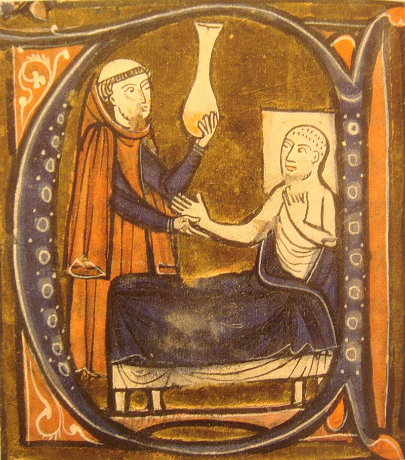 Just one more image: this is a Medieval European depiction of al-Razi / Rhazes at work. Feels like it is crying out for a caption. (From the thorough Wikipedia entry on al-Razi, which is well worth a look:  https://en.wikipedia.org/wiki/Muhammad_ibn_Zakariya_al-Razi)