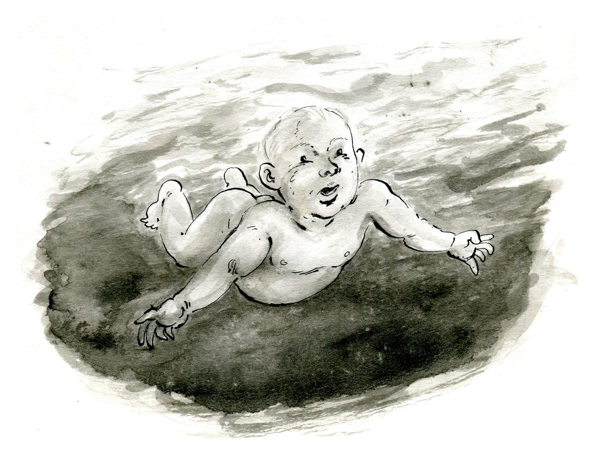 #inktober day 31: Crawl.

It's the final day! Potentially kind of similar to my Float image but this Nirvana-album-cover inspired floating baby appealed a lot more than the other options.

This month has been a lot of fun! Never get tired of playing with ink. ✒️⚫️