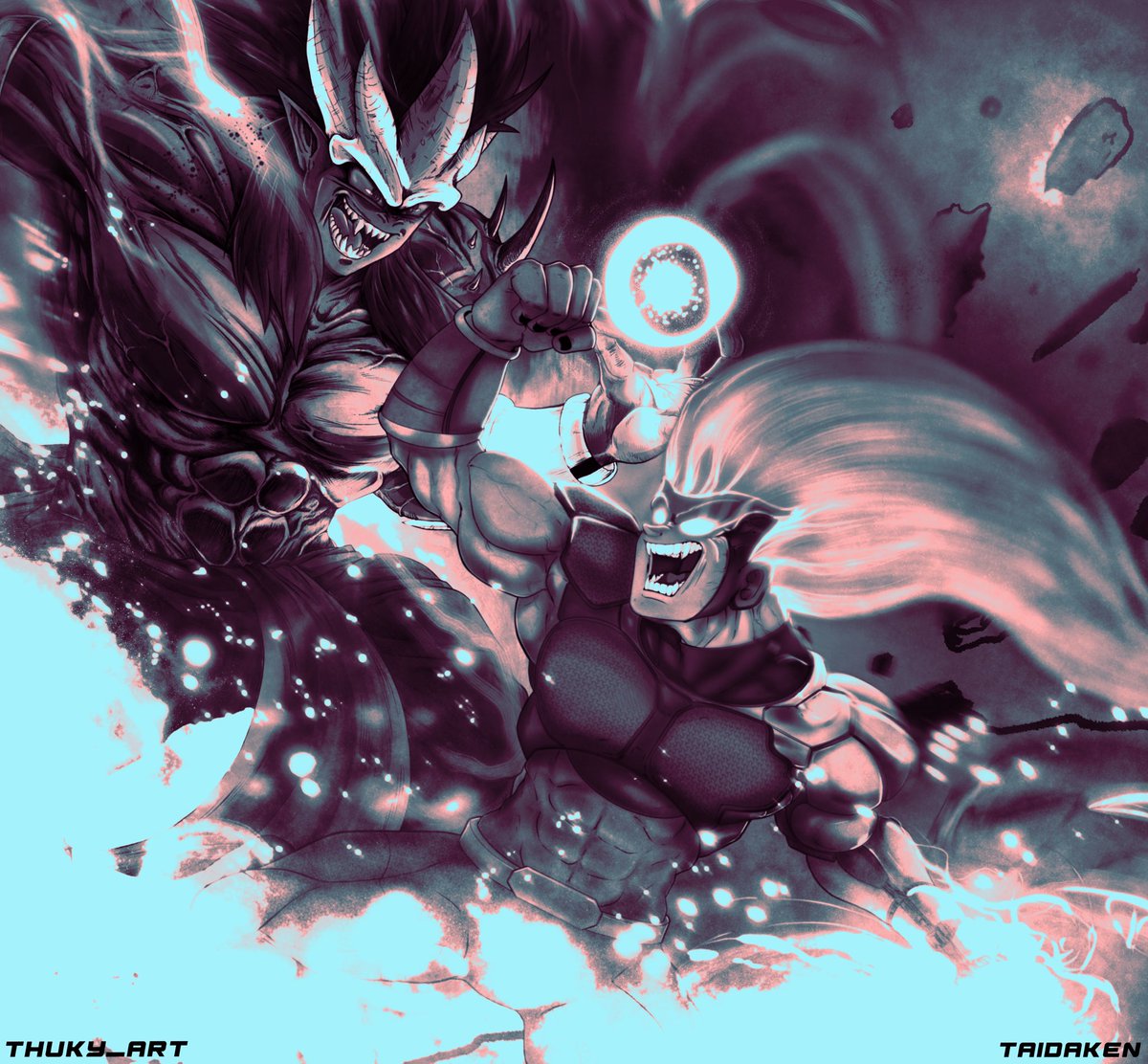 Cronos Versus Horror.
 Epic collab with the amazing artist <a href="/ArtThuky/">Thuky_art</a> , go give her a follow if you havent, she does amazing work.

Hope y’all like! 

#artwork #collab #versus #dboc #dragonball