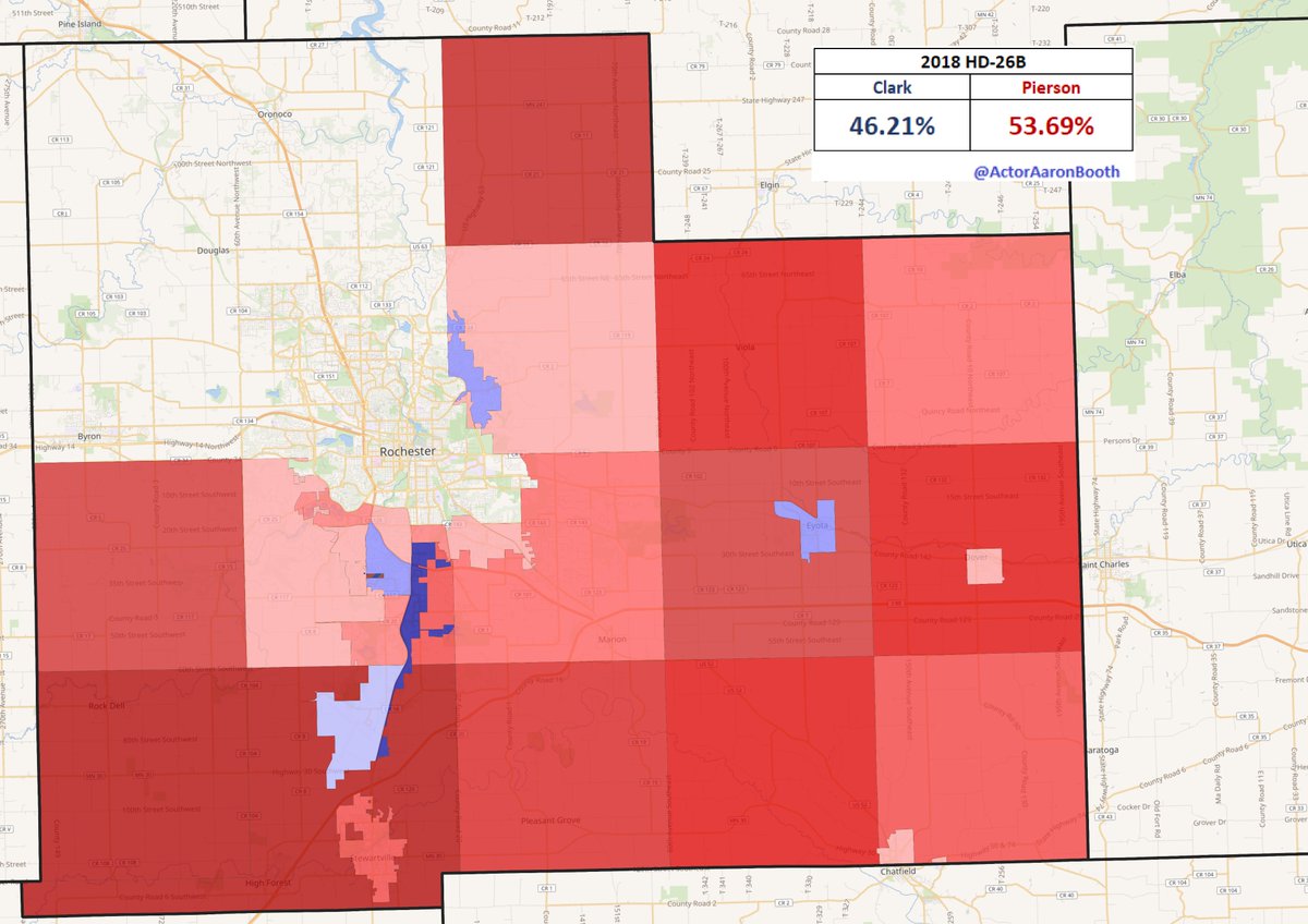 20.  #HD26BThis is where I decided to throw my "dark horse" pick. The DFL has a candidate here with some name recognition and if Biden is doing well statewide, the DFL nominee here may not need to outrun Biden by all that much.