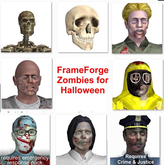 FrameForge's tweet image. Free @FrameForge zombies and skeletons for Halloween.  Get them while they're cold... and dead!   Requires FrameForge V3 or greater (though of course we recommend version 4!)  Get them at: bit.ly/FFZombies