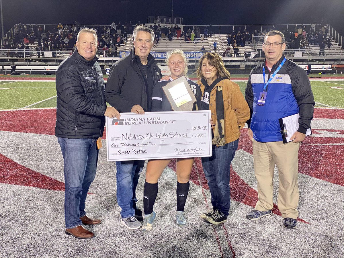 IHSAA1's tweet photo. Congratulations to Emma Potter of @MillerNationAD, this year’s #IHSAA Mental Attitude Award recipient and presented by @INFarmBureauIns! https://t.co/BsZW2kE4u8