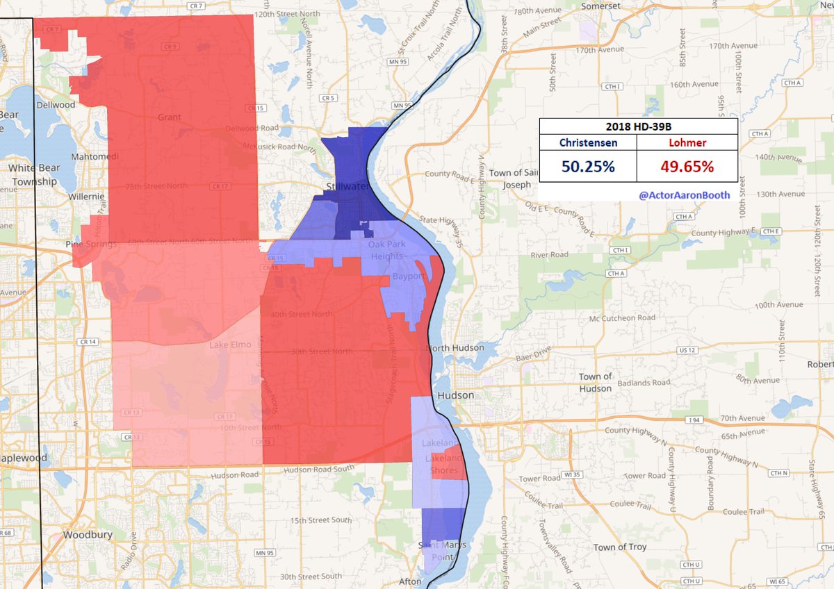 19.  #HD39BOne of the more narrow DFL flips in 2018. There has been a decent amount of outside spending as both sides appear to view this district as competitive. Voted for Trump in a similarly narrow fashion in 2016.