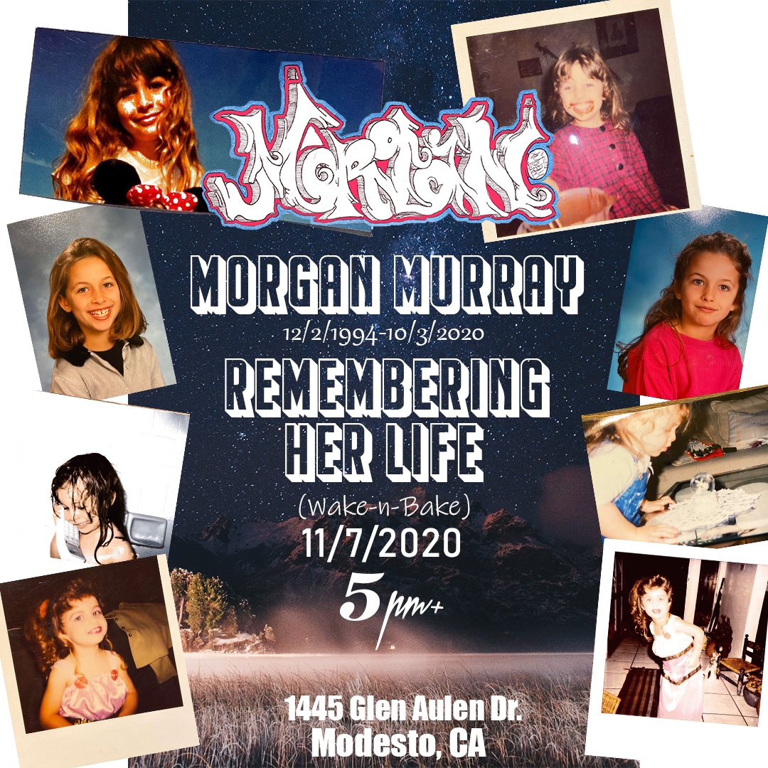 Come hang out in remembrance of Morgan. Putting a slideshow together for this, send pics of (or with) Morgan if you want them to be in it. Much love ❤️