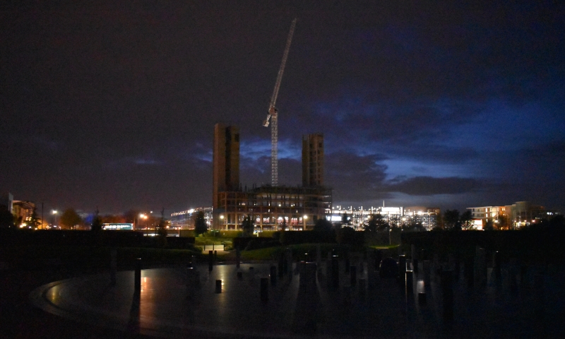 Looking spookily reminiscent of #BatterseaPowerStation <a href="/Hotel_LaTourMK/">Hotel La Tour MK</a> from <a href="/TheRoseMK/">Milton Keynes Rose Trust</a> on #Halloween2020 
#MiltonKeynes