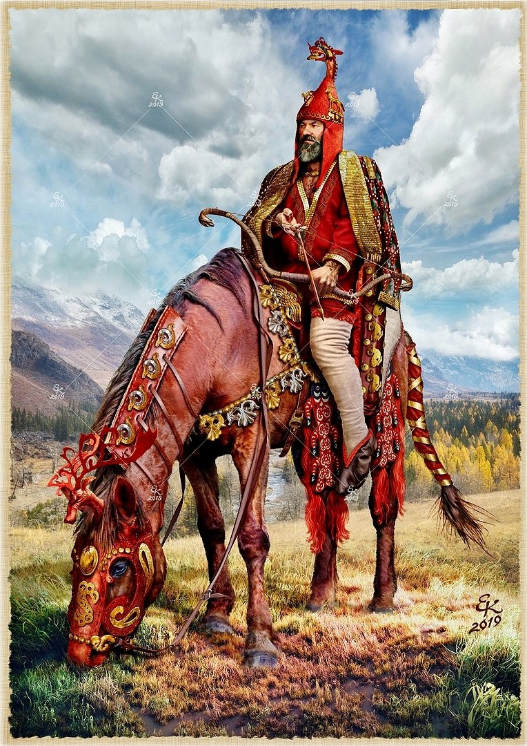 Scythian noble/chieftain of the Pazyryk culture, Altai, Vth C. BCScythians of the Kamensk culture, Southern Siberia, Altai, herding sheep, Vth - IVth C. BC