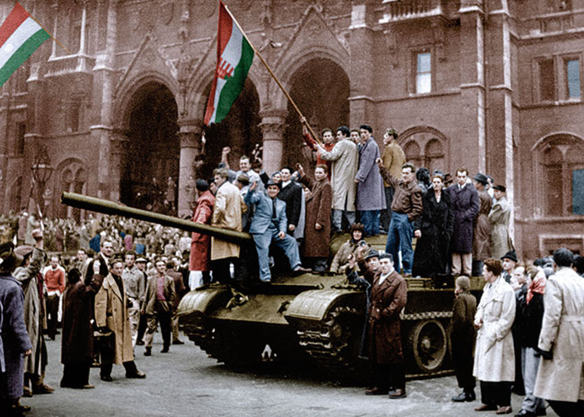 /3As the world focused on the Suez Crisis, Soviet tanks rolled into Hungary to crush an uprising there. Eisenhower refused to get involved in that crisis either, saying he would not aid the Hungarian freedom fighters. The Hungarian rebellion was crushed by Moscow