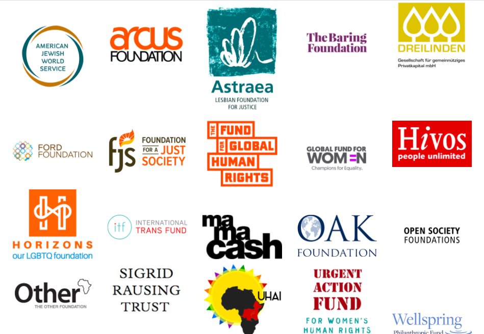 They are funded by  @ArcusLGBT and  @OpenSociety and others. More broadly they are influential of the funders that fund stuff in this area they include many w wider goals of democracy & inclusion like OSF  @hivos  @SRausingTrust  @GlobalFundWomen  @Baring_Found &  @FordFoundation