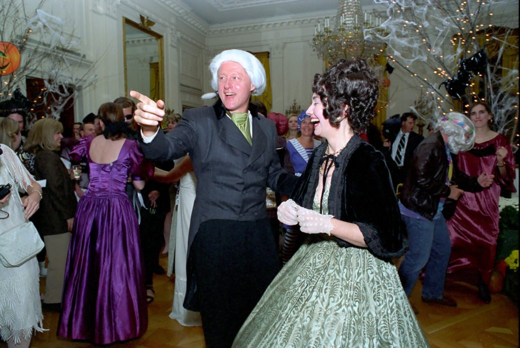 /6 #Halloween  , 1993: The Clintons dress up as James and Dolley Madison (President Madison was only 5' 4", however)