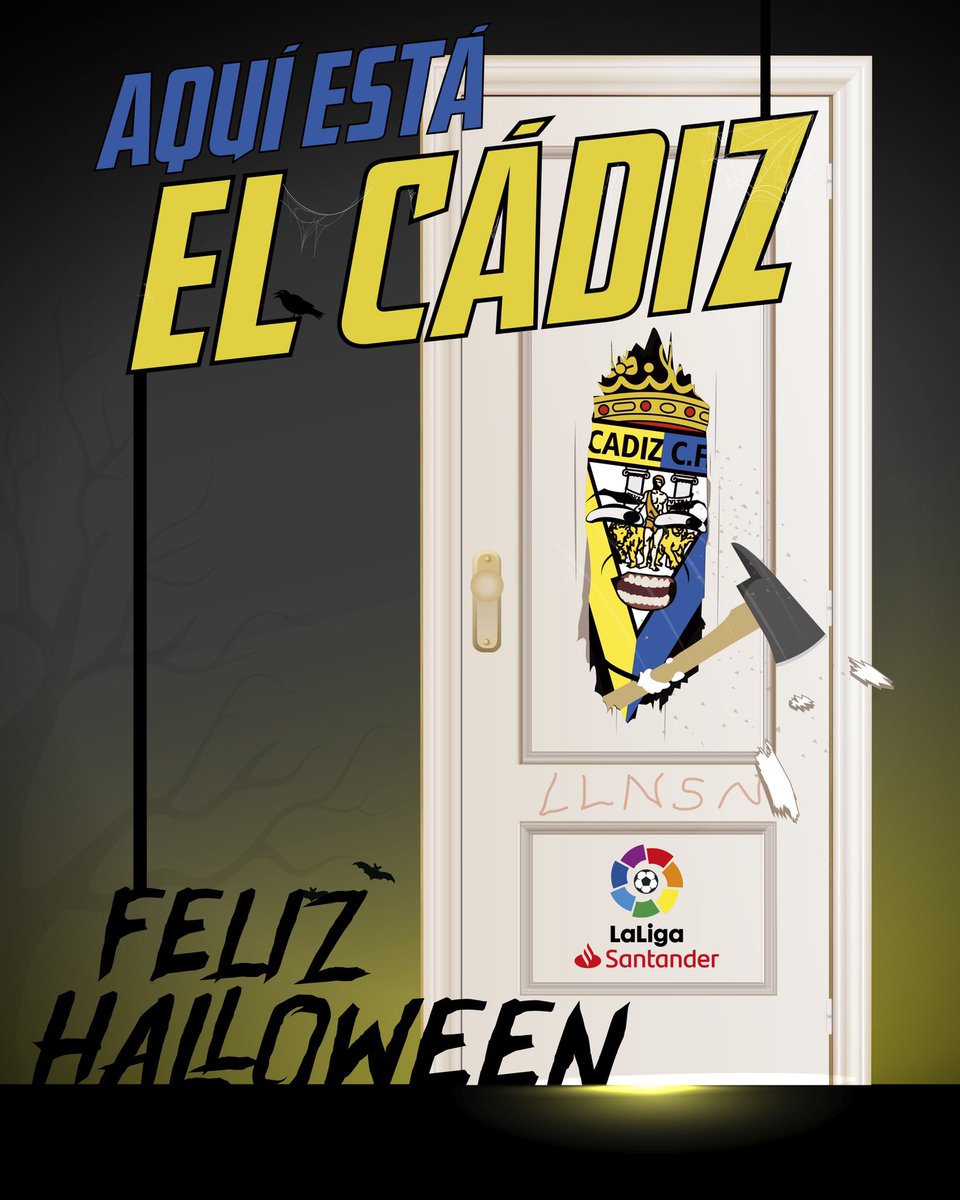 Cadiz_CF's tweet photo. 🪓🤪 ¡AQUÍ ESTÁ EL CÁÁÁDIIIZ! 

Feliz #Halloween2020 💛 https://t.co/bmAA187dj1