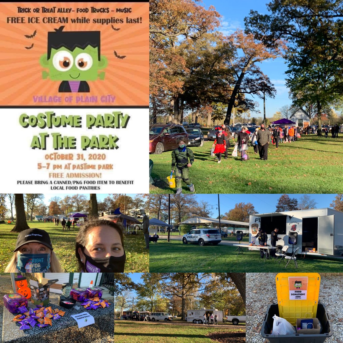 Roberts4Ohio's tweet photo. Such a fun Costume Party at the Park! Trick-or-treating, great music by the Plain City Police Department, food trucks, and collecting donations for the food pantry. Great community event! https://t.co/rC75IxlA9n