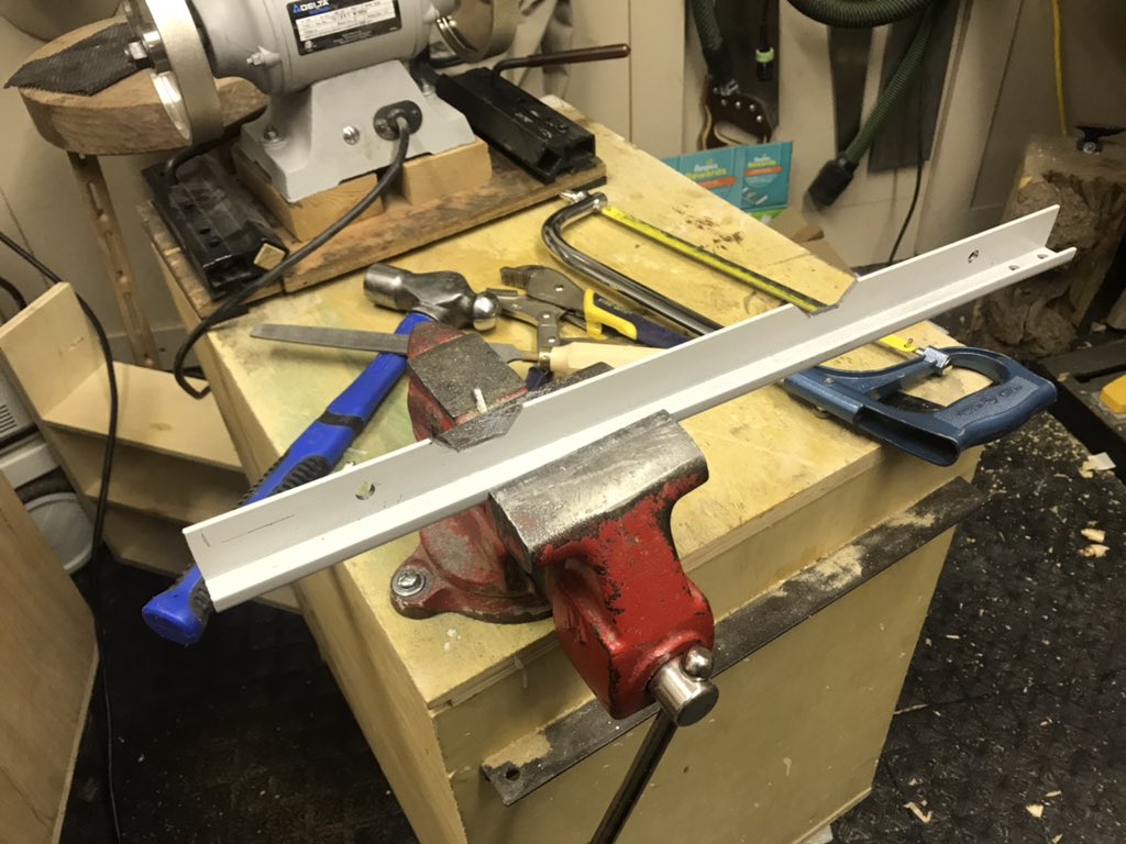 FlairWoodworks's tweet image. I’m making a rail to bolt onto the back of my bandsaw to support an #extensiontable for long material.