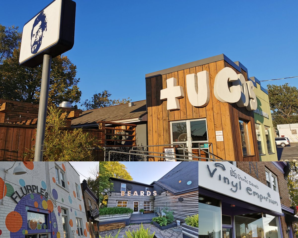 MoVernie's tweet photo. [ONTARIO TRAVEL SERIES] There is a section in #Sudbury, Ontario that I really like.

This is a hippie &amp; trendy restaurants &amp; stores &amp; cafe.

#TucosTacos serving vegan Mexican eats

#Flurples Vegan Ice Cream Shop

#BeardsCafe &amp; Bakery

#VinylEmporium

#OntarioTravelSeries https://t.co/Bs4DLpJj3g