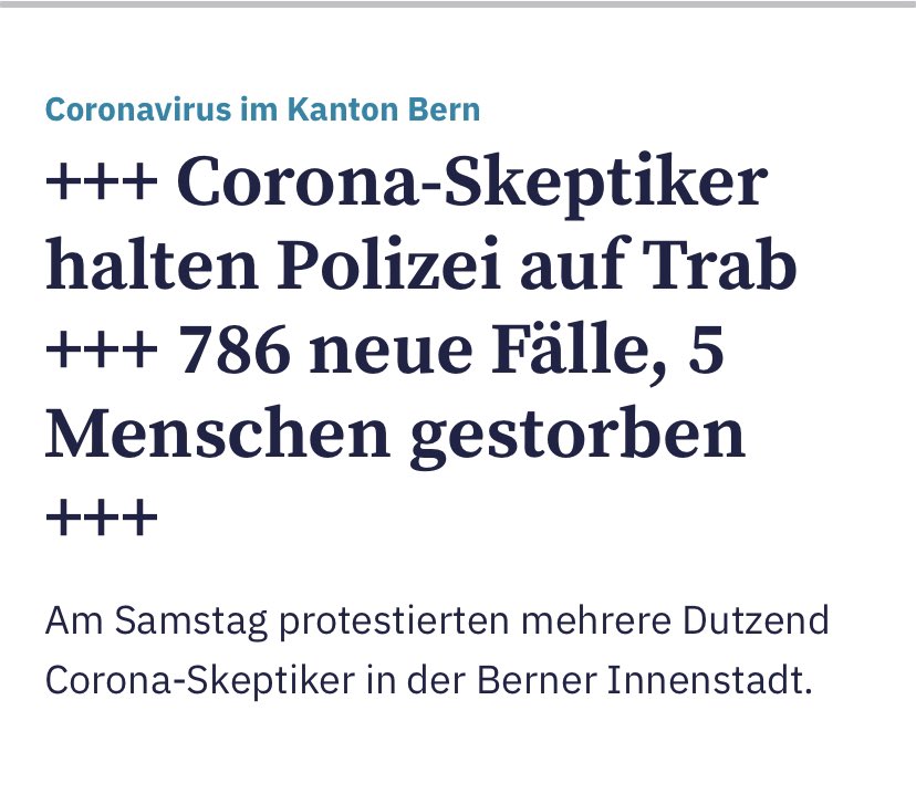 Eure Schlagzeile samt Story  <a href="/derbund/">Der Bund</a> tönt mir zu sehr nach lustigem Katz und Maus Spiel und Lächerlichmachen des Einsatzes der <a href="/PoliceBern/">Kantonspolizei Bern</a>. Recherchiert doch lieber mal,  was dieses „ auf Trab halten“ den Steuerzahler, der sich an die Corona Massnahmen hält, kostet. #COVIDIOTS