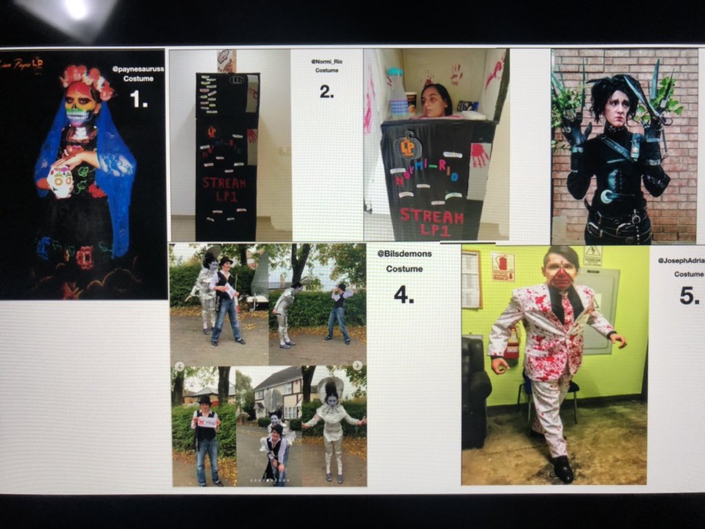 promoliambr's tweet image. 🎃 | Cobertura PLPBR #LPHalloween 

Agora a competição de fantasia! @abbyrartistry escolheu o número 2 e o @LiamPayne escolheu 4! E eles, novamente, irão lançar uma enquete no twitter do Liam para votarmos! #LPCostumeComp