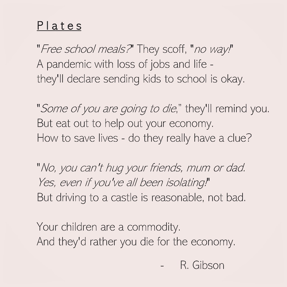 REDGibson91's tweet photo. The Tories really don't give a shit about our kids do they?! #politicalpoetry #closetheschools #writingcommunity #artcommunity #nonbinary #nonbinarywriter #SecondLockdown https://t.co/R7SBI2oQbf