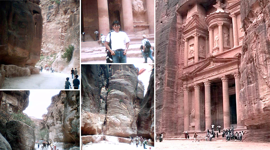 斉川豊久 ヨルダンのペトラ遺跡です インディ ジョーンズ 最後の聖戦の舞台です 岩山を縫うように走る細い道を1 5 進んでいくと 高さ100メートルのごつごつとした自然のままの岩のなかに突如として精緻な建築物が現れ感動します
