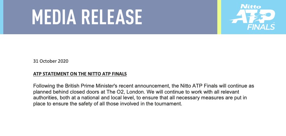 Atp Tour On Twitter Atp Statement On The Nittoatpfinals