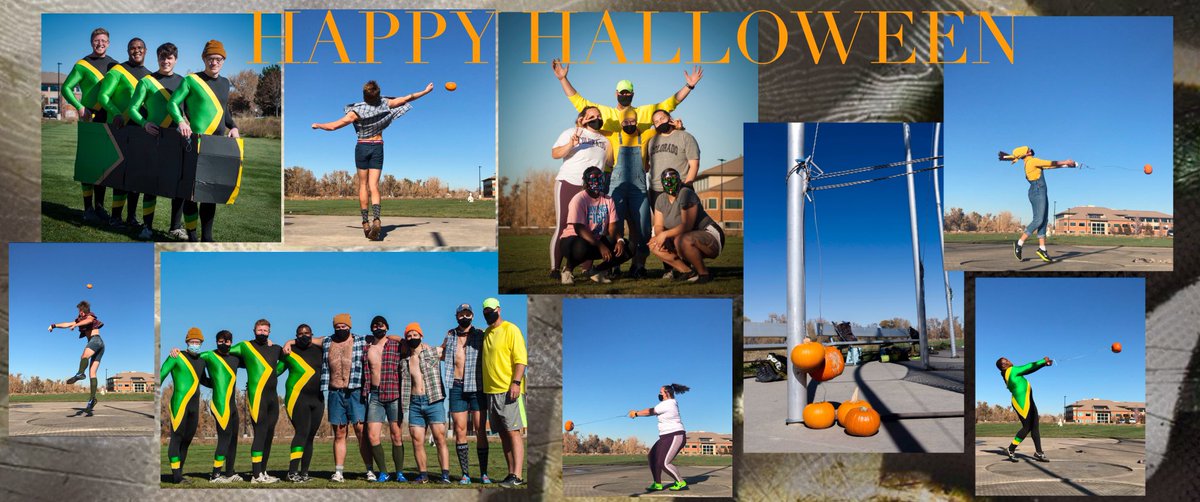 CU Buff Throwers wishing everyone a Happy Halloween! <a href="/CUBuffsTrack/">Colorado Buffaloes Track & XC</a> #halloween #pumpkinthrow #throwers