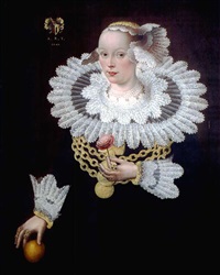 Lucy, however, is wearing 1642 Dutch fashion for her death-wedding. Yes, found the reference! By Michael Conrad Hirt. Here's another version and a similar style of the time.