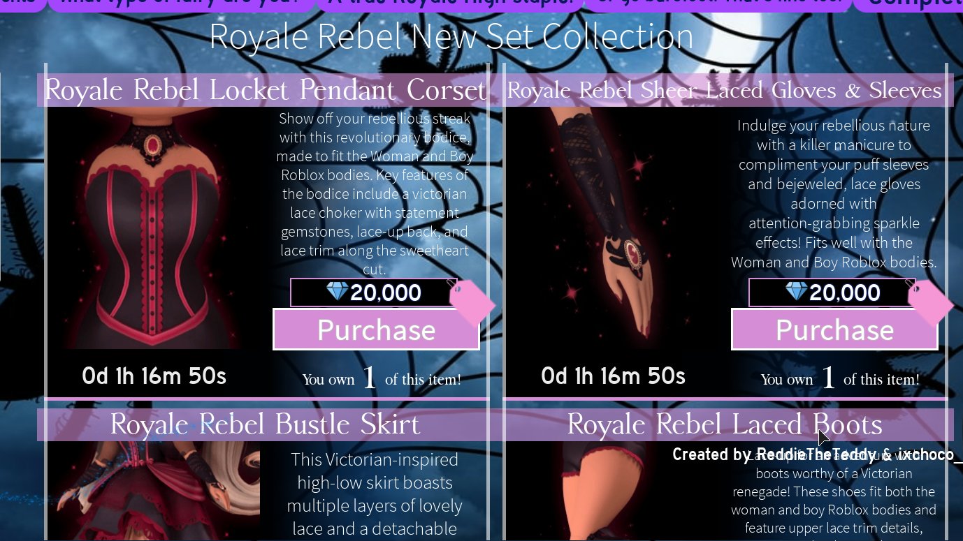Royale High Sets Items Accessories SALE FAST DELIVERY 