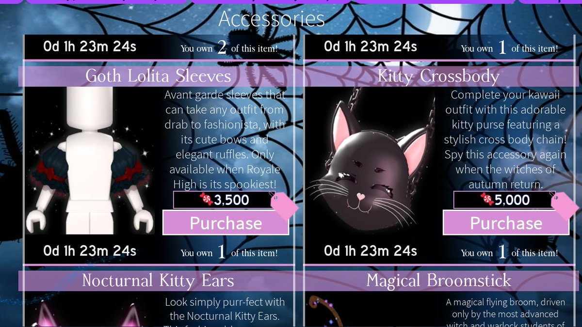 Royale High On Twitter Event Reminder All Halloween Accessories Including Anything Between Candy Items Se Set And Rr Set Are Going Off Sale In The Next Hour Remember 𝐜𝐚𝐧𝐝𝐢𝐞𝐬 𝐰𝐢𝐥𝐥 𝐧𝐨𝐭 𝐛𝐞 - how to get all halloween items in roblox