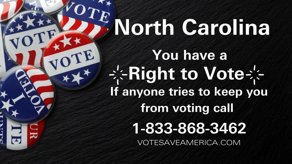 SadieMaeTN's tweet photo. @HuffmanForNC Don’t let anyone stop you from voting. If anyone tries call this number. https://t.co/PLFw7RMqTg