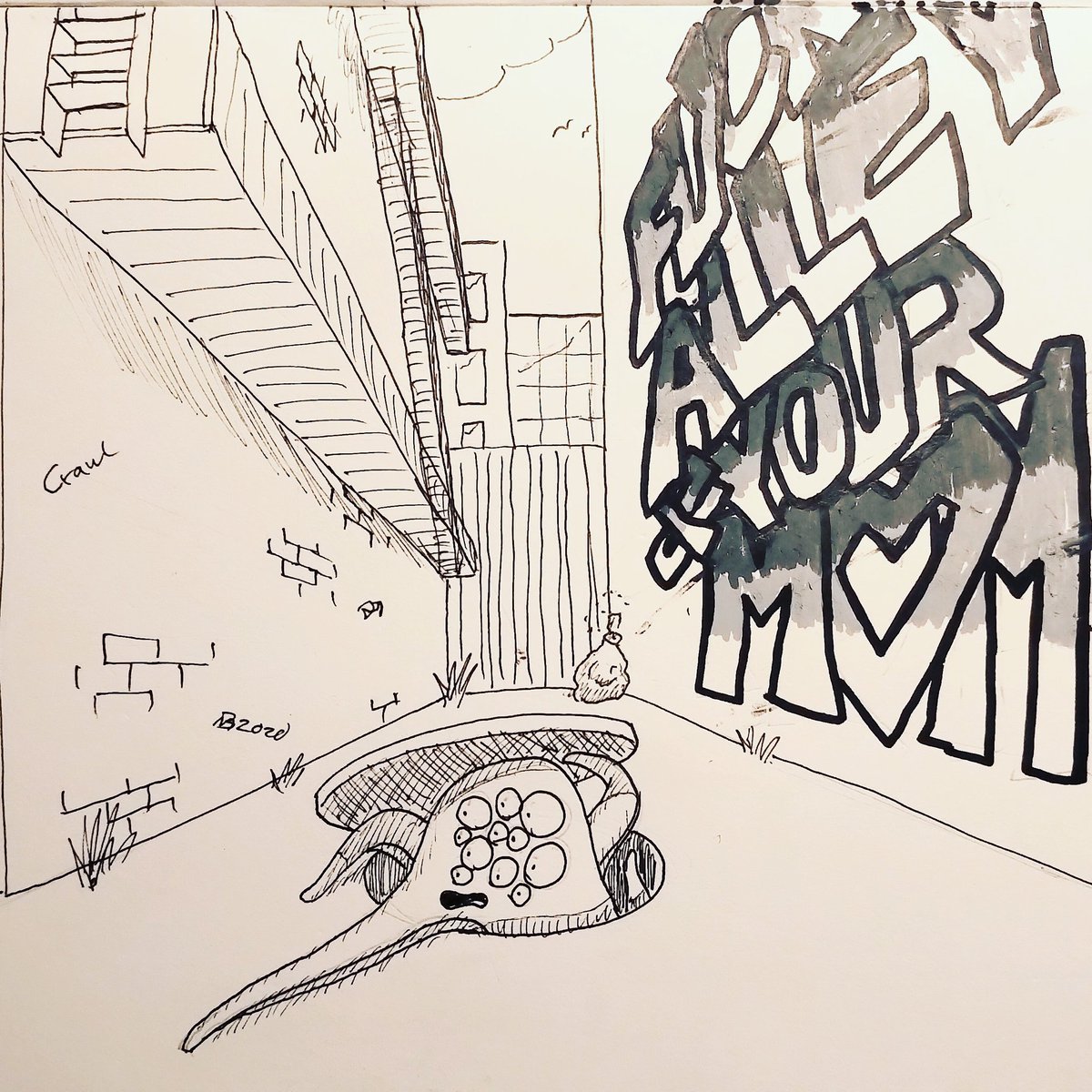 #inktober day 31: crawl - so I guess I had more fun doing the graffiti 😅 It happens... #graffitiart #inktober2020