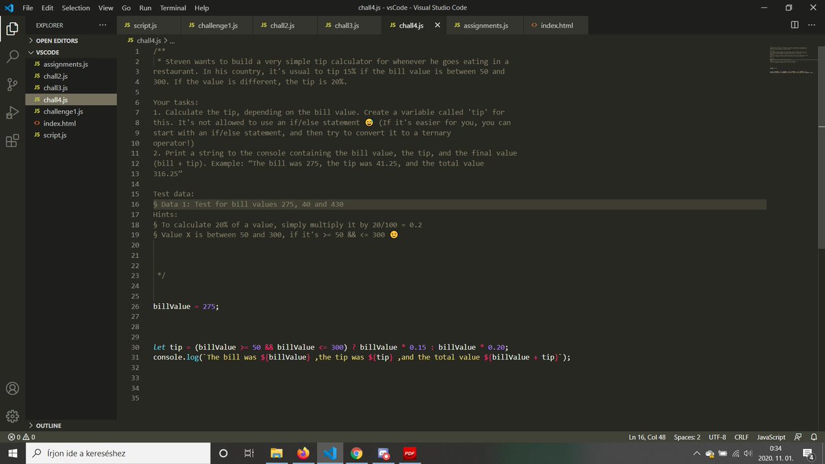 joc442's tweet photo. Day2: i am continuing the learn. #udemy TheCompleteJavaScript Course 2020: From Zero to Expert! #javascript  #100DaysOfCode #ternary #Practice https://t.co/oiC5odadAA