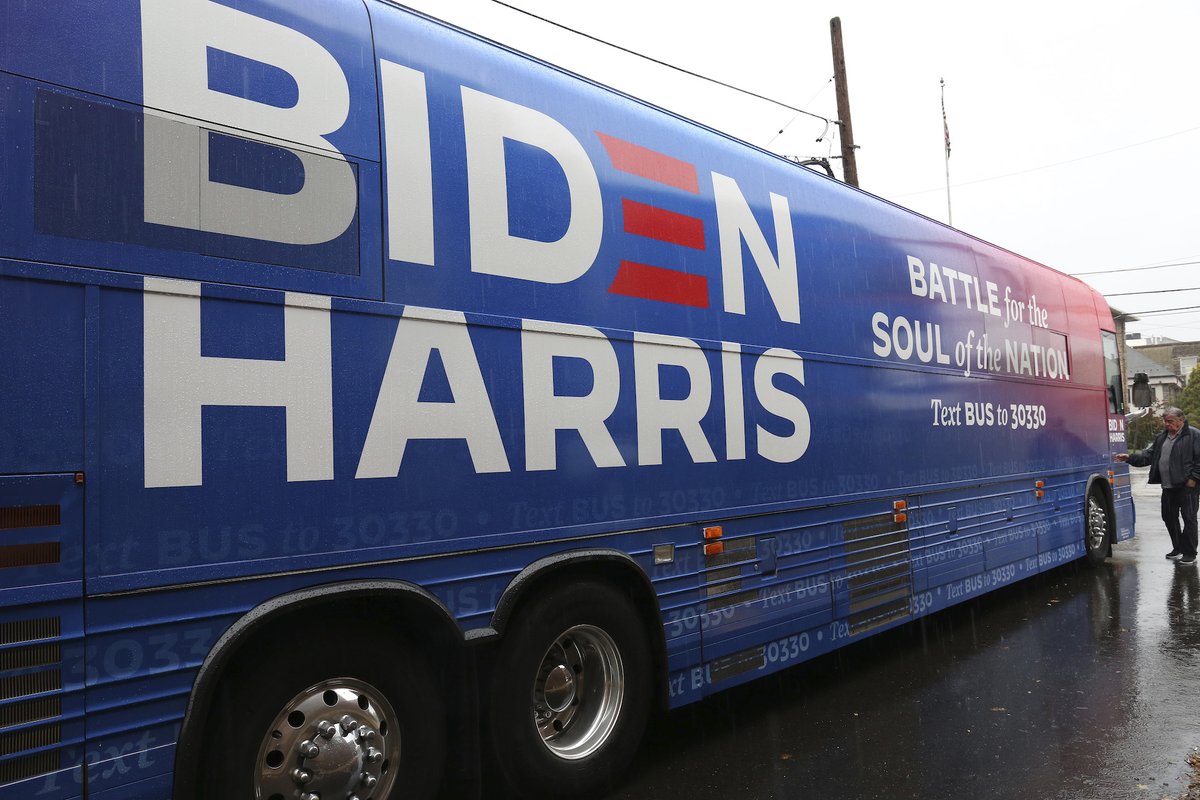 RollingStone's tweet photo. Video: Trump supporters tried to run Biden bus "off the road" https://t.co/EQa9mymZDC https://t.co/u7k1fGAqyX