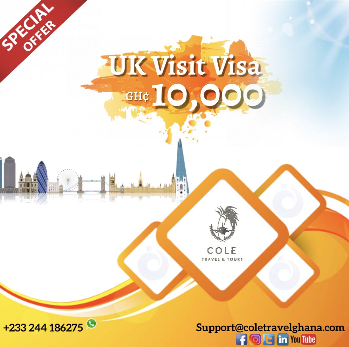 ctt_global's tweet photo. UK Visit Visa package for only GHC10,000. Do you want to travel to UK in January 2021, this is the package for you. 5 slots available. Contact us to book your spot
#UK #TraveltoLondon #London #UKVisa #TravelVisas #VisitLondon #TravelAbroad #Ghana #Accra #Kumasi #Tamale #Takoradi https://t.co/PT1T5E0zVo