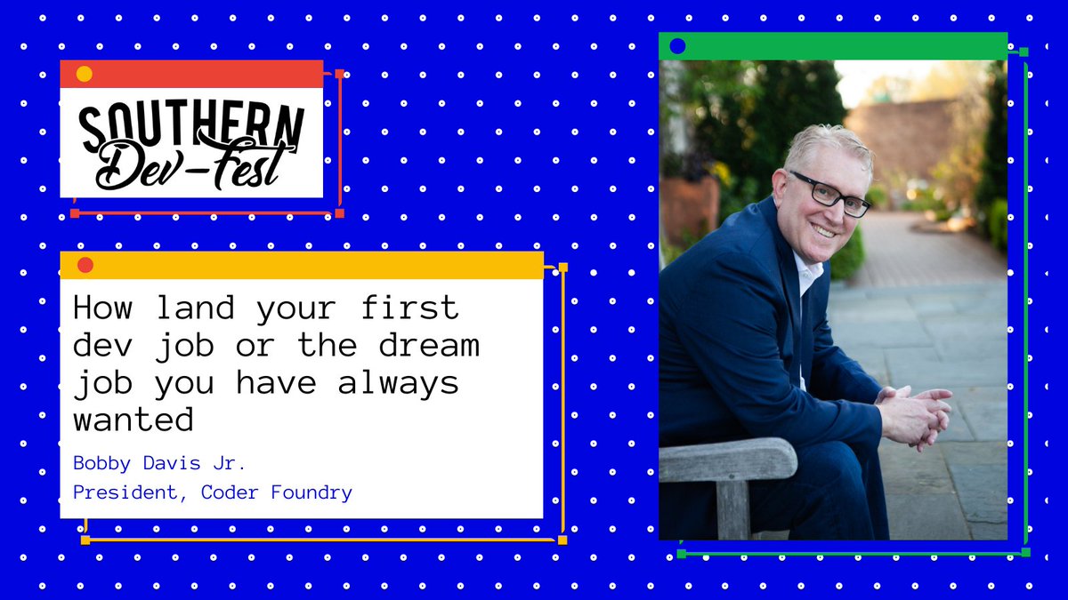 SouthernDevFest.com is proud to announce Bobby Davis Jr.
as a speaker at this year's virtual event!

Reserve your spot now at SouthernDevFest.com for the Nov. 7 event.

#DevFest #GDG #SouthernDevFest